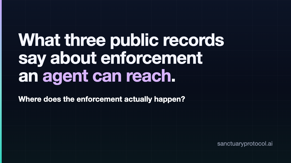 What three public records say about enforcement an agent can reach